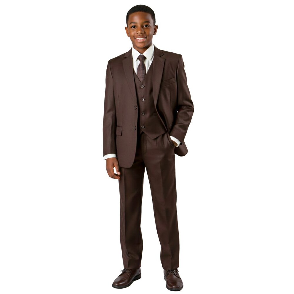 5-Piece Brown Boys Suit Set by Azzuro - Picture 5 of 5